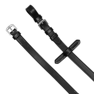 Riendas de goma Equestro con agarre en relieve y acabados plateados Negro