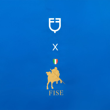 Cortina larga para box Equestro x FISE con logo bordado Azul de Savoie Cortina larga para box Equestro x FISE con logo bordado Azul de Savoie