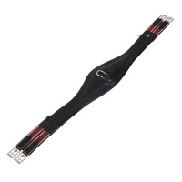 Cinchón de salto de cuero Equestro con elásticos Negro