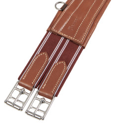 Cinchón de salto de cuero Equestro con elásticos Coñac Marr&amp;amp;amp;oacute;n