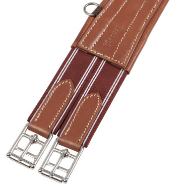 Cinchón de salto de cuero Equestro con elásticos Coñac Marr&amp;amp;amp;oacute;n