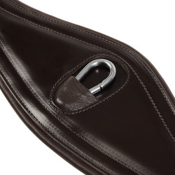 Cinchón de salto de cuero Equestro con elásticos Marrón oscuro