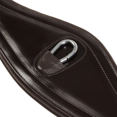 Cinchón de salto de cuero Equestro con elásticos Marrón oscuro