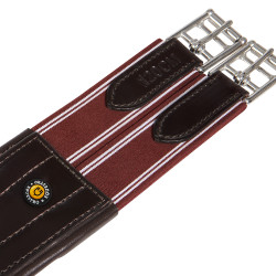 Cinchón de salto de cuero Equestro con elásticos Marrón oscuro