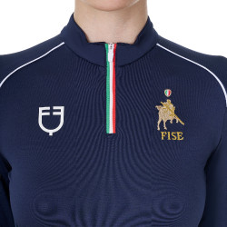 Capa base de entrenamiento para mujer Equestro x FISE Americana marina Azul marino