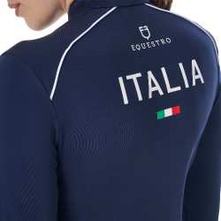 Capa base de entrenamiento para mujer Equestro x FISE Americana marina Azul marino