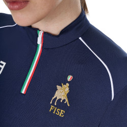 Capa base de entrenamiento para mujer Equestro x FISE Americana marina Azul marino