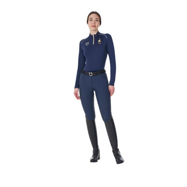 Capa base de entrenamiento para mujer Equestro x FISE Americana marina Azul marino