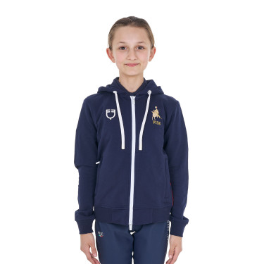Sudadera con capucha infantil unisex de forro polar Equestro x FISE Americana marina Azul marino