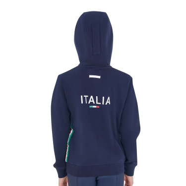 Sudadera con capucha infantil unisex de forro polar Equestro x FISE Americana marina Azul marino