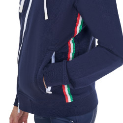 Sudadera con capucha infantil unisex de forro polar Equestro x FISE Americana marina Azul marino