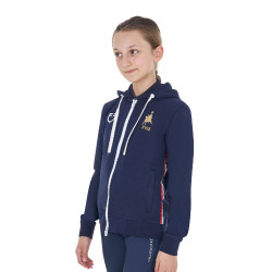 Sudadera con capucha infantil unisex de forro polar Equestro x FISE Americana marina Azul marino
