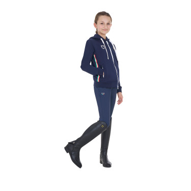 Sudadera con capucha infantil unisex de forro polar Equestro x FISE Americana marina Azul marino