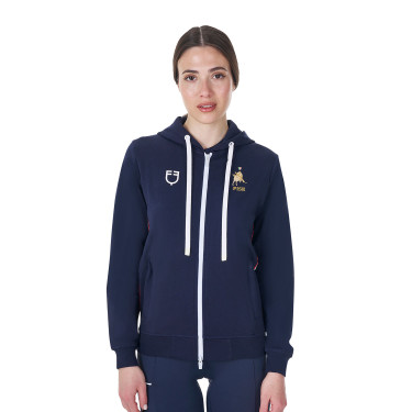 Sudadera con capucha para mujer Equestro x FISE Americana marina Azul marino