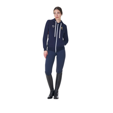 Sudadera con capucha para mujer Equestro x FISE Americana marina Azul marino
