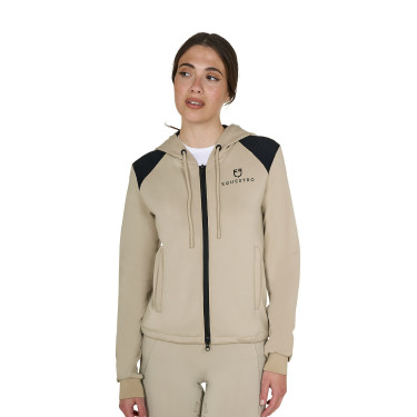 Sudadera de mujer Equestro crop top con capucha Oxford tostado Rosa