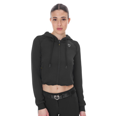 Sudadera de mujer Equestro crop top con capucha Negro
