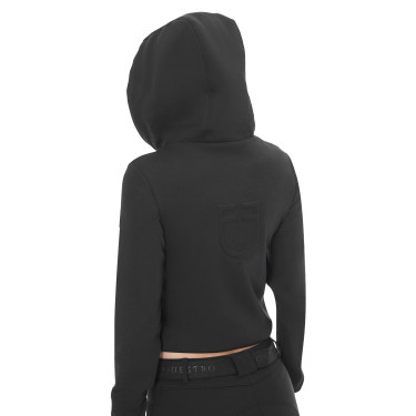 Sudadera de mujer Equestro crop top con capucha Negro