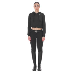 Sudadera de mujer Equestro crop top con capucha Negro