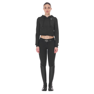 Sudadera de mujer Equestro crop top con capucha Negro