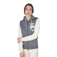 Sudadera de mujer Equestro EQ bicolor con cremallera frontal Gris jaspeado / blanco antiguo Sudadera de mujer Equestro EQ bicolor con cremallera frontal Gris jaspeado / blanco antiguo