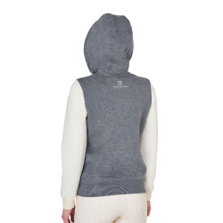Sudadera de mujer Equestro EQ bicolor con cremallera frontal Gris jaspeado / blanco antiguo