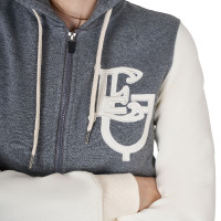 Sudadera de mujer Equestro EQ bicolor con cremallera frontal Gris jaspeado / blanco antiguo Sudadera de mujer Equestro EQ bicolor con cremallera frontal Gris jaspeado / blanco antiguo