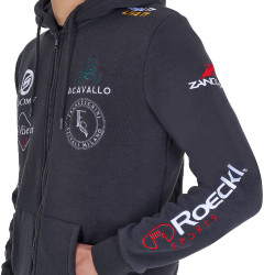 Sudadera con capucha para hombre Equestro con múltiples logotipos Asfalto Gris