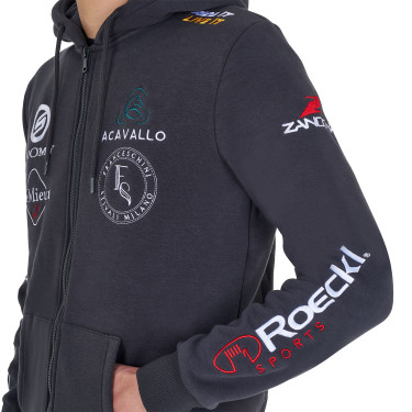 Sudadera con capucha para hombre Equestro con múltiples logotipos Asfalto Gris