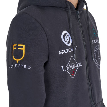 Sudadera con capucha para hombre Equestro con múltiples logotipos Asfalto Gris