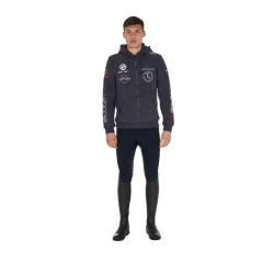 Sudadera con capucha para hombre Equestro con múltiples logotipos Asfalto Gris