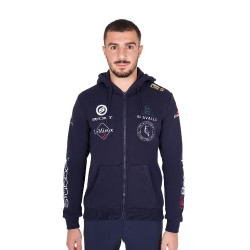 Sudadera con capucha para hombre Equestro con múltiples logotipos Americana marina Azul marino