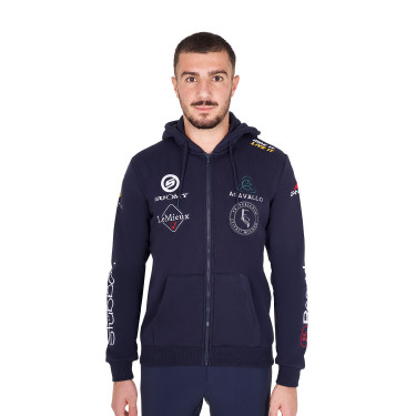 Sudadera con capucha para hombre Equestro con múltiples logotipos Americana marina Azul marino
