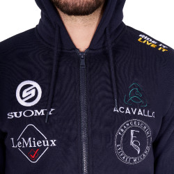 Sudadera con capucha para hombre Equestro con múltiples logotipos Americana marina Azul marino