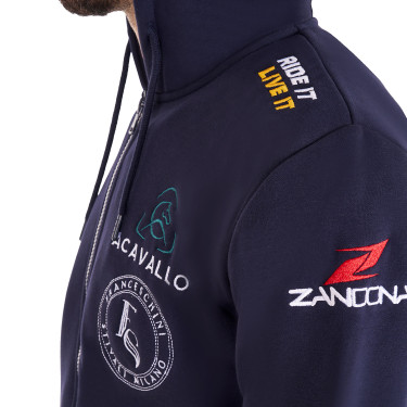 Sudadera con capucha para hombre Equestro con múltiples logotipos Americana marina Azul marino