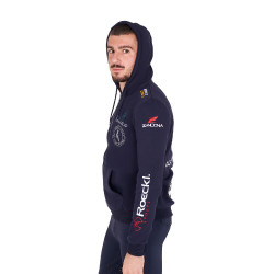 Sudadera con capucha para hombre Equestro con múltiples logotipos Americana marina Azul marino
