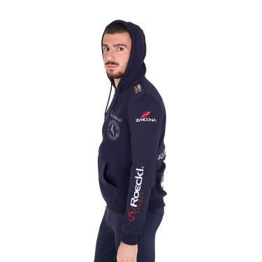 Sudadera con capucha para hombre Equestro con múltiples logotipos Americana marina Azul marino