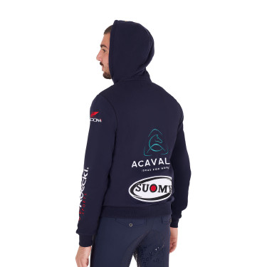 Sudadera con capucha para hombre Equestro con múltiples logotipos Americana marina Azul marino