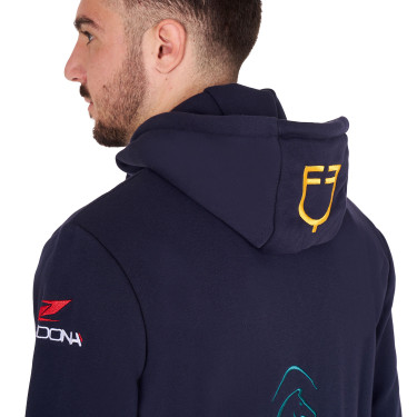 Sudadera con capucha para hombre Equestro con múltiples logotipos Americana marina Azul marino