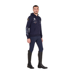 Sudadera con capucha para hombre Equestro con múltiples logotipos Americana marina Azul marino