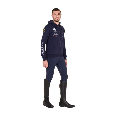 Sudadera con capucha para hombre Equestro con múltiples logotipos Americana marina Azul marino