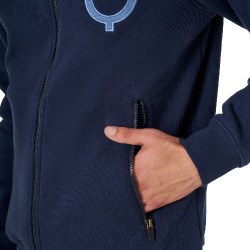 Sudadera de hombre Equestro EQ con cremallera frontal Americana marina Azul marino