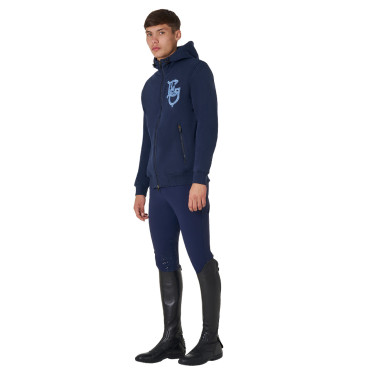 Sudadera de hombre Equestro EQ con cremallera frontal Americana marina Azul marino