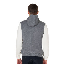 Sudadera para hombre Equestro Institutional bicolor con cremallera frontal Gris jaspeado / blanco antiguo