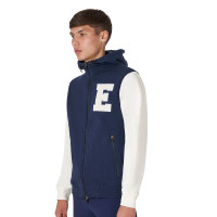 Sudadera para hombre Equestro Institutional bicolor con cremallera frontal Blazer marino / blanco antiguo Azul marino