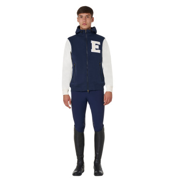 Sudadera para hombre Equestro Institutional bicolor con cremallera frontal Blazer marino / blanco antiguo Azul marino