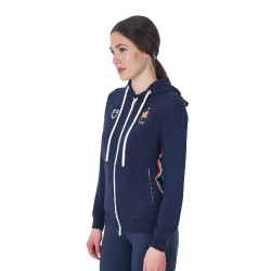 Sudadera polar para mujer Equestro x FISE Americana marina Azul marino