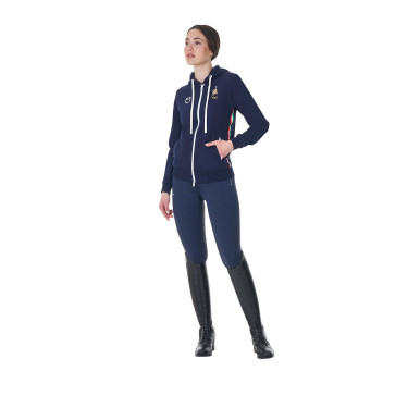 Sudadera polar para mujer Equestro x FISE Americana marina Azul marino