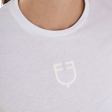 Camiseta mujer Equestro básica con logo tono sobre tono de manga corta Blanco