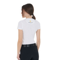 Camiseta de mujer Equestro corte slim estampado Moonlight de manga corta Blanco Camiseta de mujer Equestro corte slim estampado Moonlight de manga corta Blanco